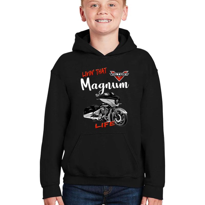 Victory Livin' That Magnum Motorcycle Life Youth Hooded Sweatshirt Boy Black