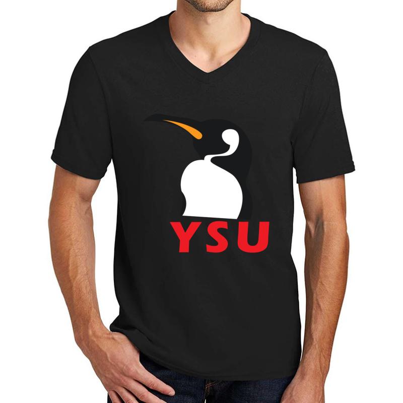 Ysu Penguin Unisex V-Neck T-Shirt Men Black