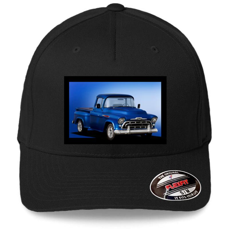 1957 Chevrolet 3100 Pickup Flexfit Baseball Cap  Black