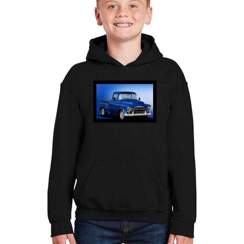 1957 Chevrolet 3100 Pickup Youth Hooded Sweatshirt Boy Black