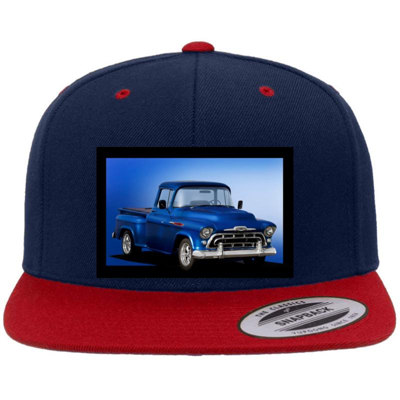 1957 Chevrolet 3100 Pickup Premium Flat Bill Snapback Cap  Navy