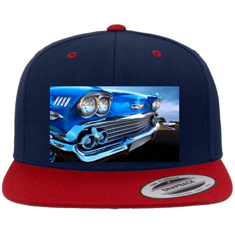 1958 Chevrolet Impala Premium Flat Bill Snapback Cap  Navy