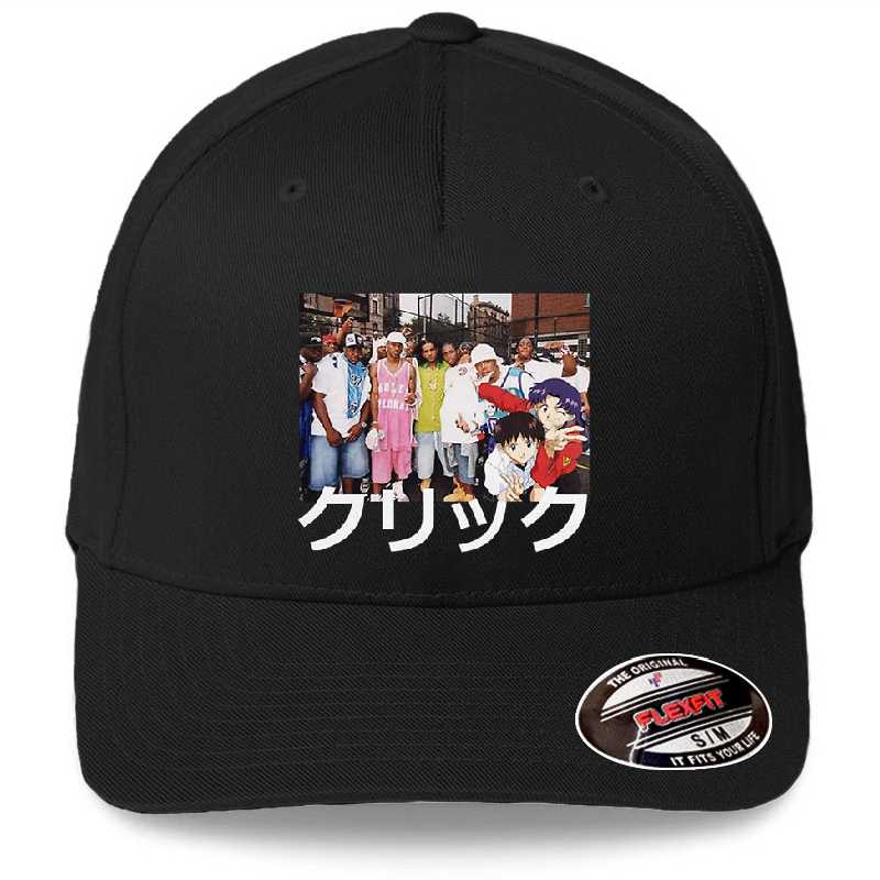 Dipset x Evangelion x Clique designed and sold by CliqueOne. Premium Flat Bill Snapback Caps