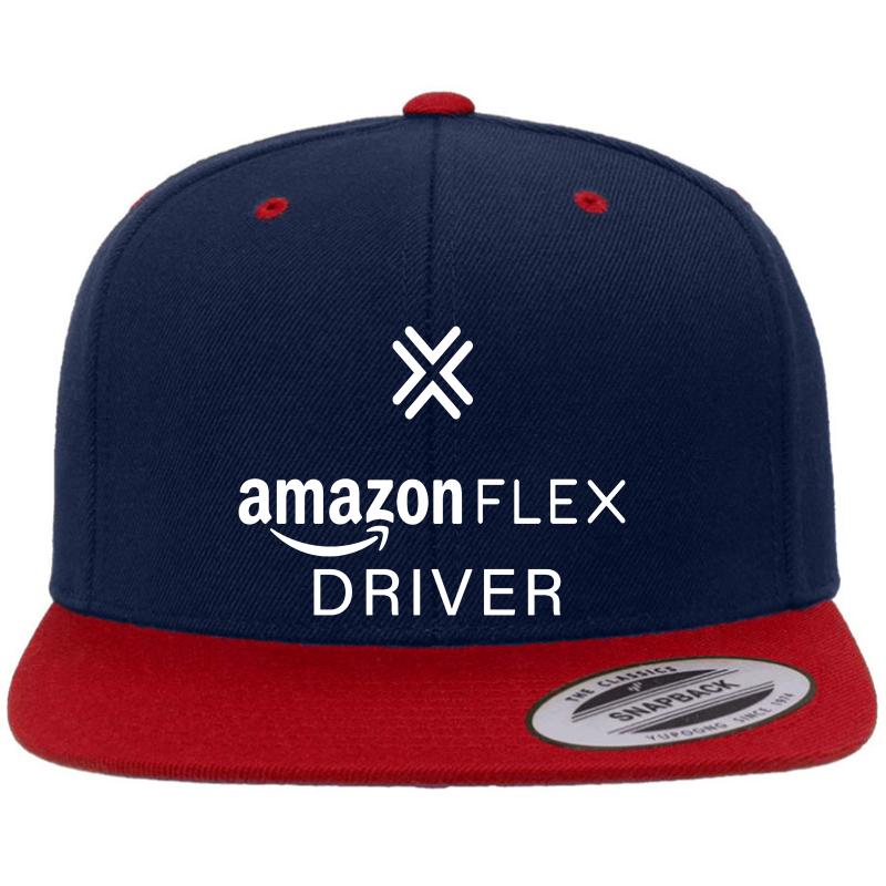 Amazon Flex - Pro White Premium Flat Bill Snapback Cap  Navy