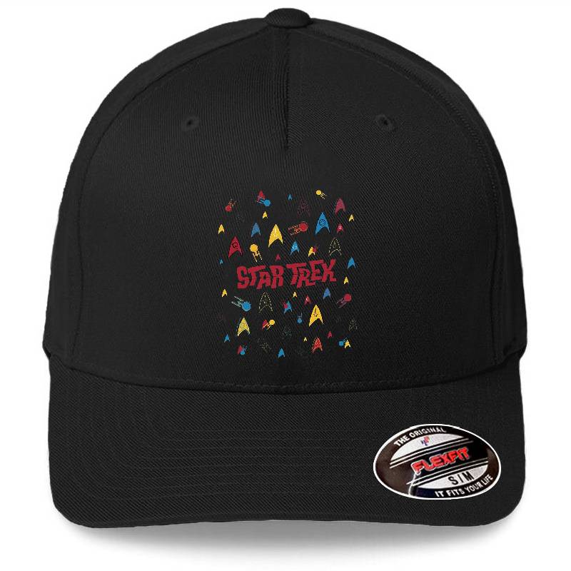 Star Trek Original Series Retro Starfleet Badge Collage Premium Flat Bill Snapback Caps