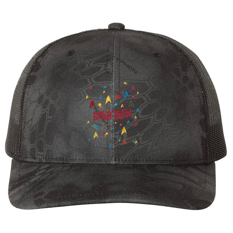 Star Trek Original Series Retro Starfleet Badge Collage Premium Flat Bill Snapback Caps