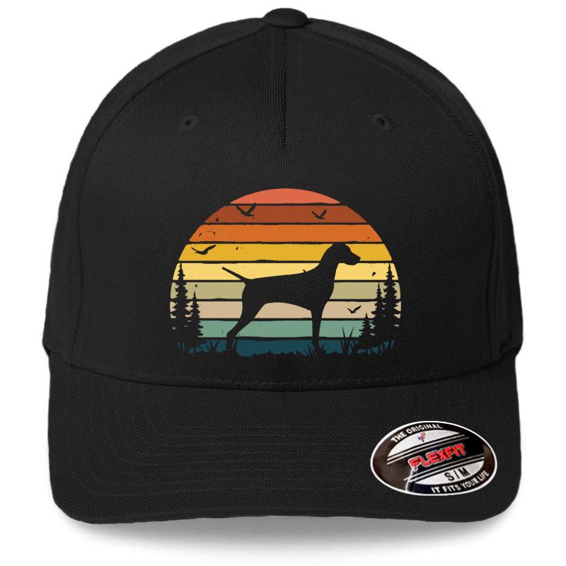 Vizsla Dog Retro Vintage Flexfit Baseball Cap  Black