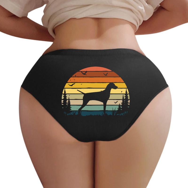 Vizsla Dog Retro Vintage Women Underwear Panties Women Black