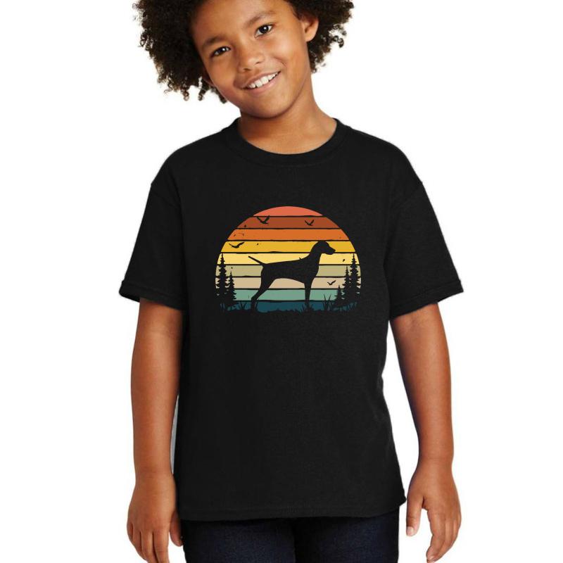 Vizsla Dog Retro Vintage Youth T-Shirt Boy Black