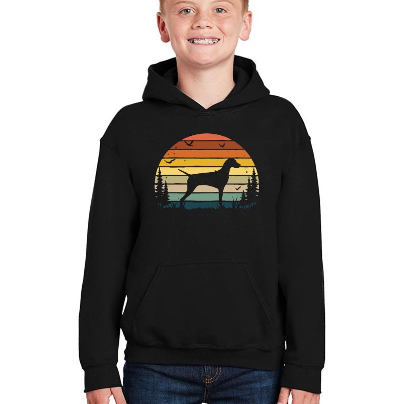 Vizsla Dog Retro Vintage Youth Hooded Sweatshirt Boy Black