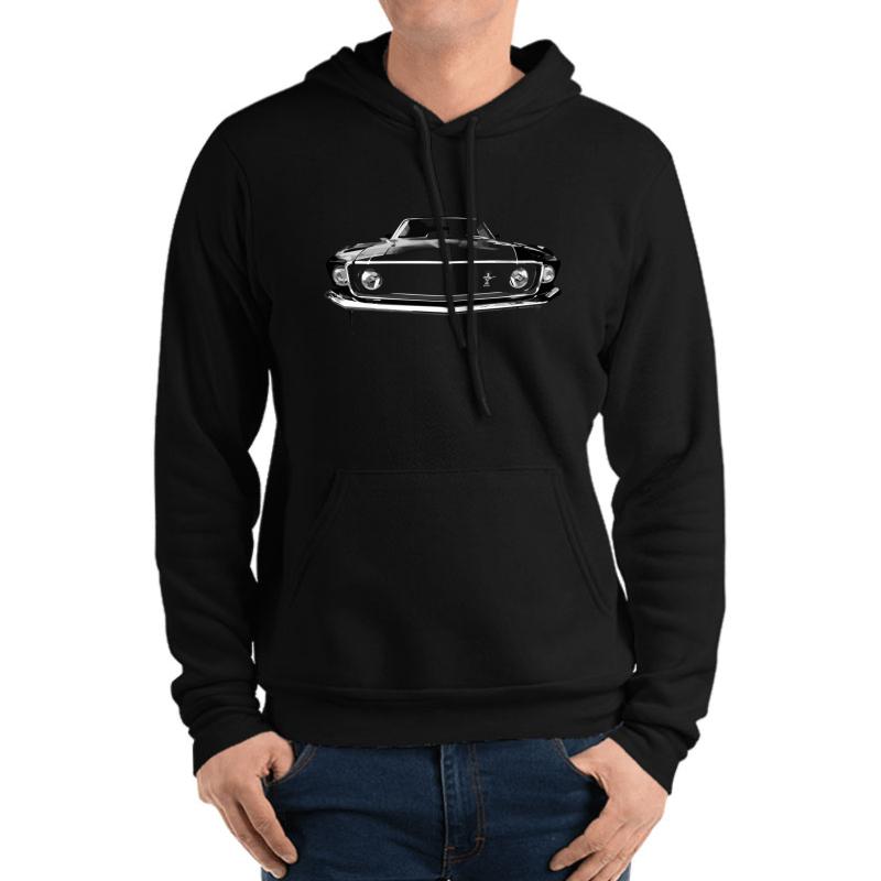 Vintage 1969 Ford Mustang Unisex Hooded Sweatshirt Men Black