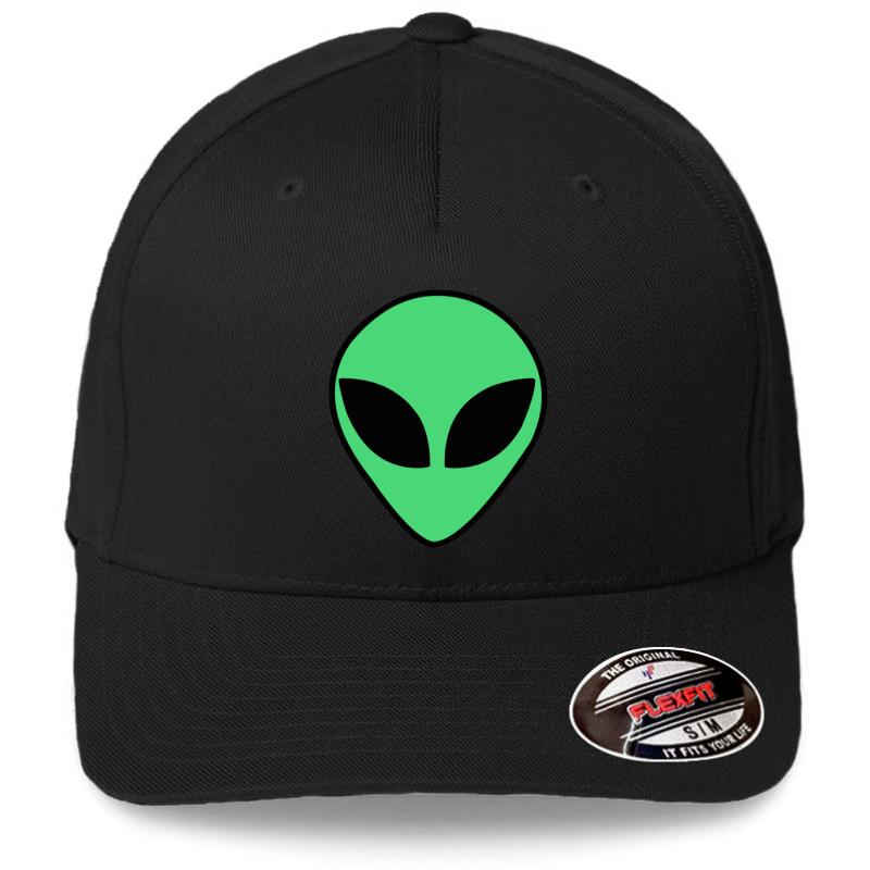 Alien Head Flexfit Baseball Cap  Black