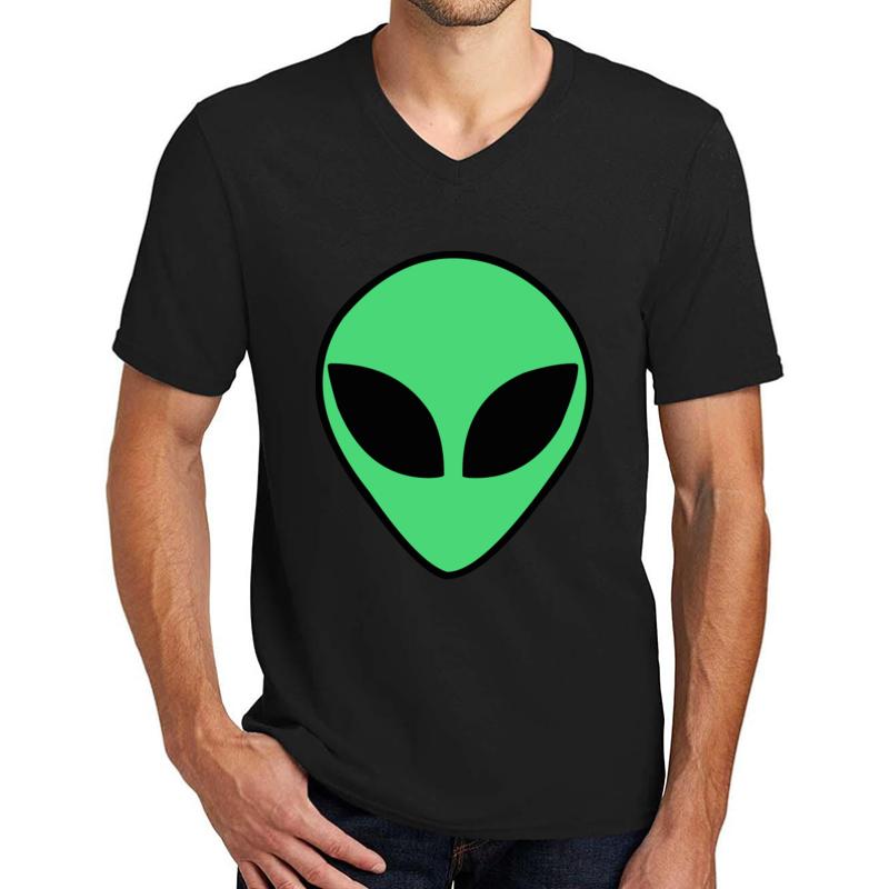 Alien Head Unisex V-Neck T-Shirt Men Black