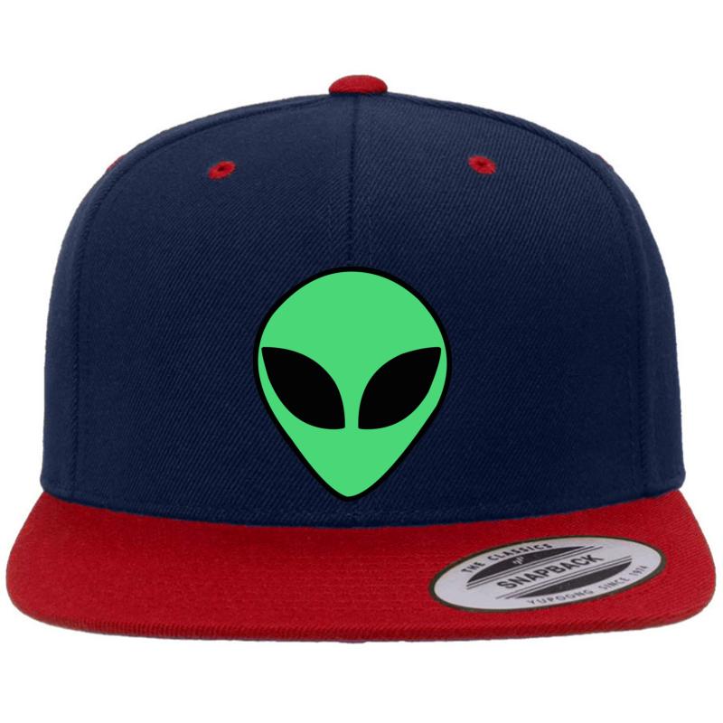 Alien Head Premium Flat Bill Snapback Cap  Navy