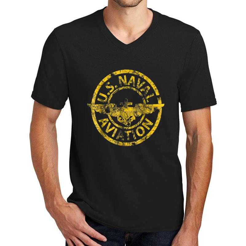 Us Navy Original Naval Aviation Vintage Unisex V-Neck T-Shirt Men Black