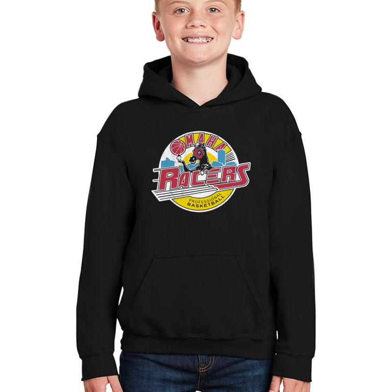 Vintage Omaha Racers Youth Hooded Sweatshirt Boy Black