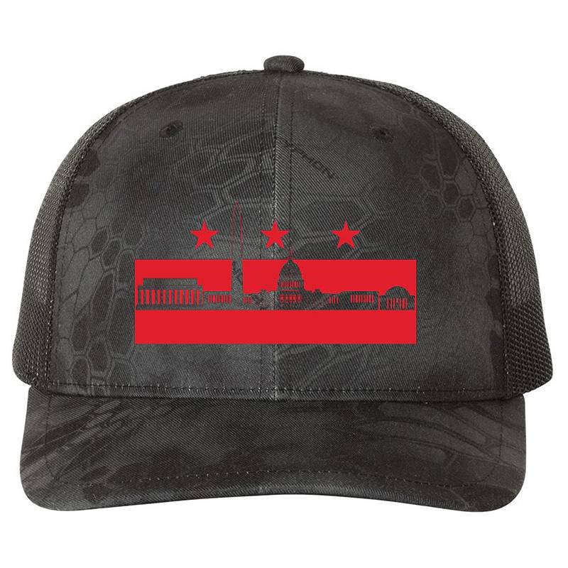 Washington DC Skyline Flag Flexfit Baseball Caps