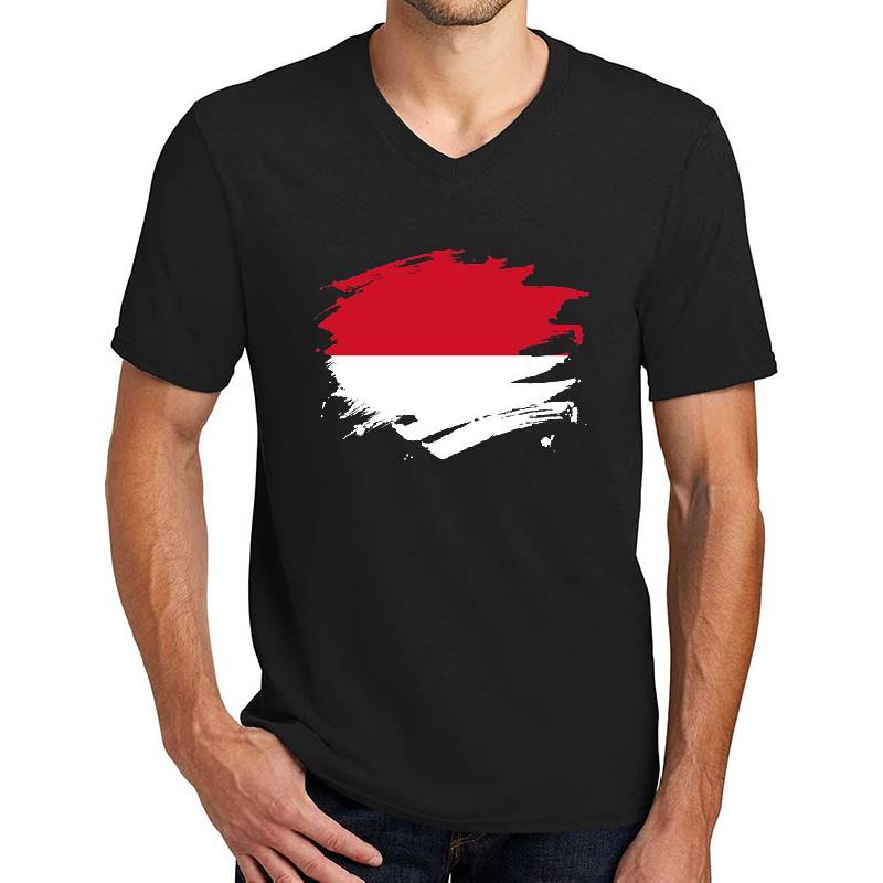 Indonesia Paint Splatter Flag   Indonesian Pride Design Unisex T-shirts