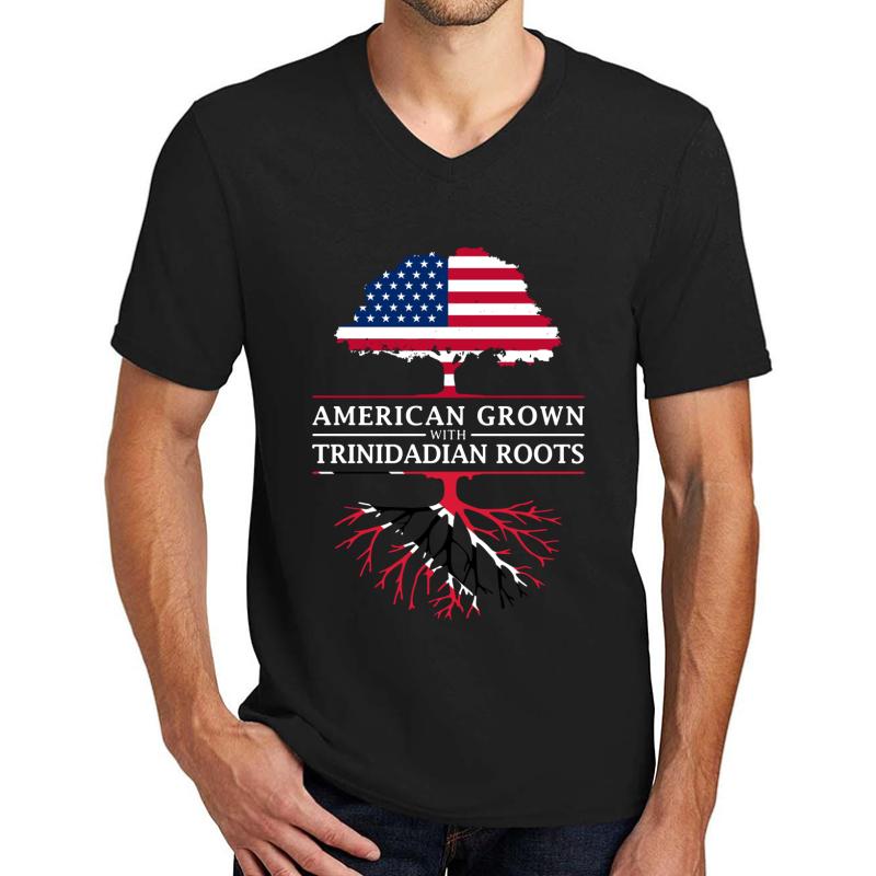 American Grown With Trinidadian Roots Trinidad And Tobago Design Unisex V-Neck T-Shirt Men Black