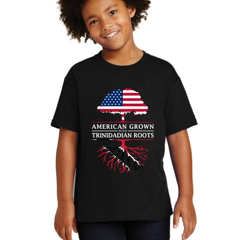 American Grown With Trinidadian Roots Trinidad And Tobago Design Youth T-Shirt Boy Black