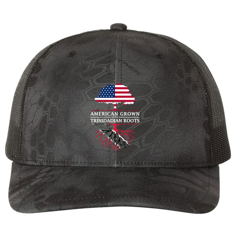 American Grown With Trinidadian Roots Trinidad And Tobago Design Richardson Premium Trucker Snapback Cap  Kryptek Typhon Black