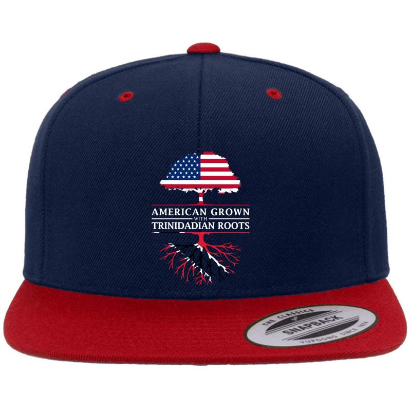 American Grown With Trinidadian Roots Trinidad And Tobago Design Premium Flat Bill Snapback Cap  Navy