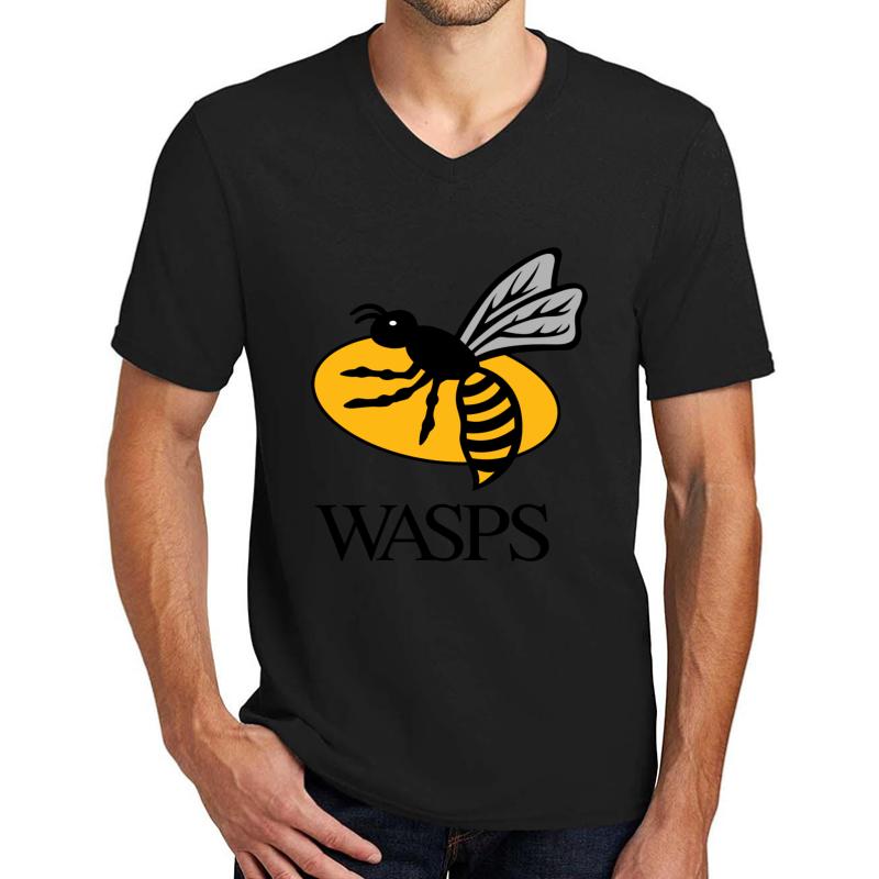 Wasps Rugby Unisex V-Neck T-Shirt Men Black