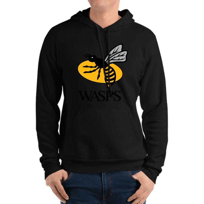 Wasps Rugby Unisex Hooded Sweatshirt Men Black