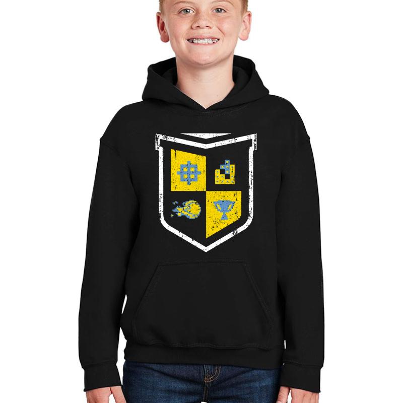 Video Game High School Crest Youth Hooded Sweatshirt Boy Black