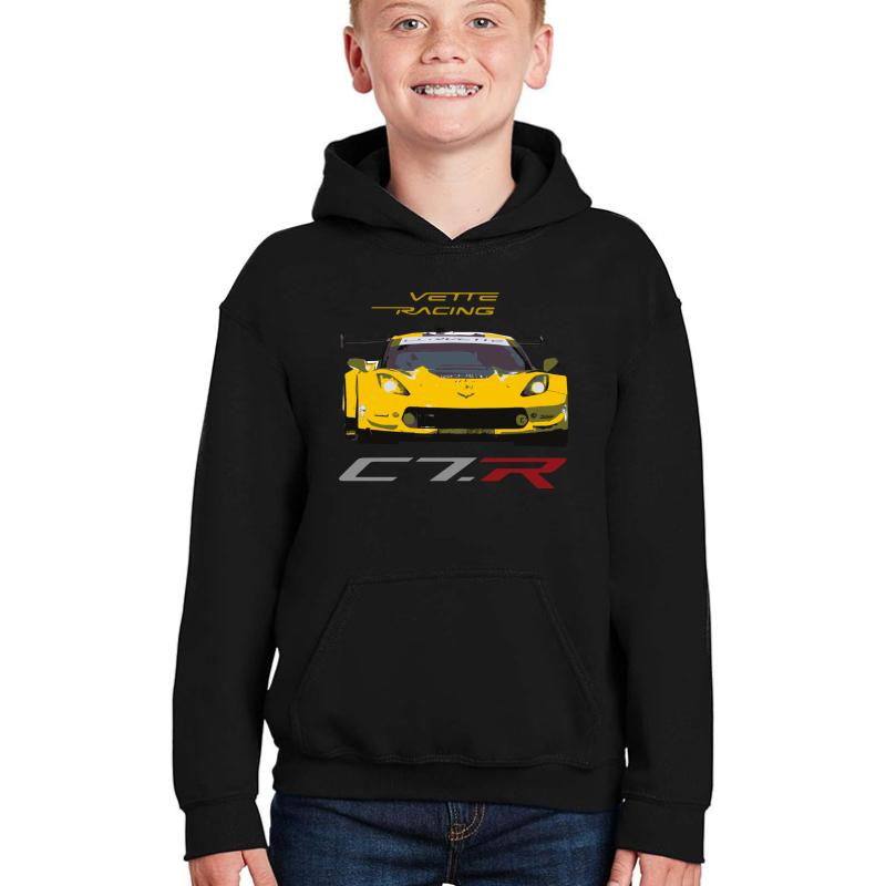 2016 Imsa Chevy Corvette C7.R Race Car Youth Hooded Sweatshirt Boy Black