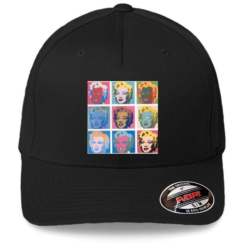 Warhol Marilyn Monroe Screenprints Flexfit Baseball Cap  Black