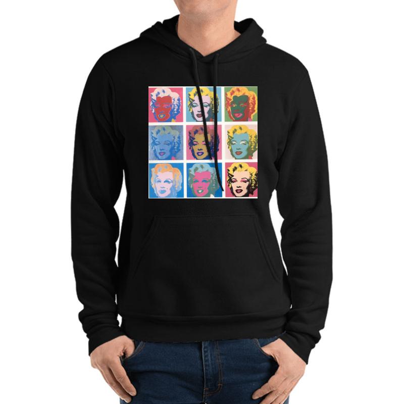 Warhol Marilyn Monroe Screenprints Unisex Hooded Sweatshirt Men Black