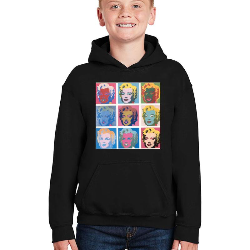 Warhol Marilyn Monroe Screenprints Youth Hooded Sweatshirt Boy Black