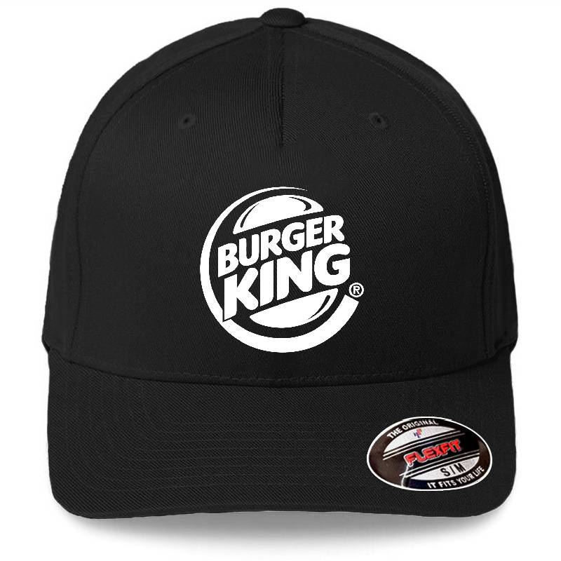 Burger King Fast Food Restaurant Logo White Premium Flat Bill Snapback Caps