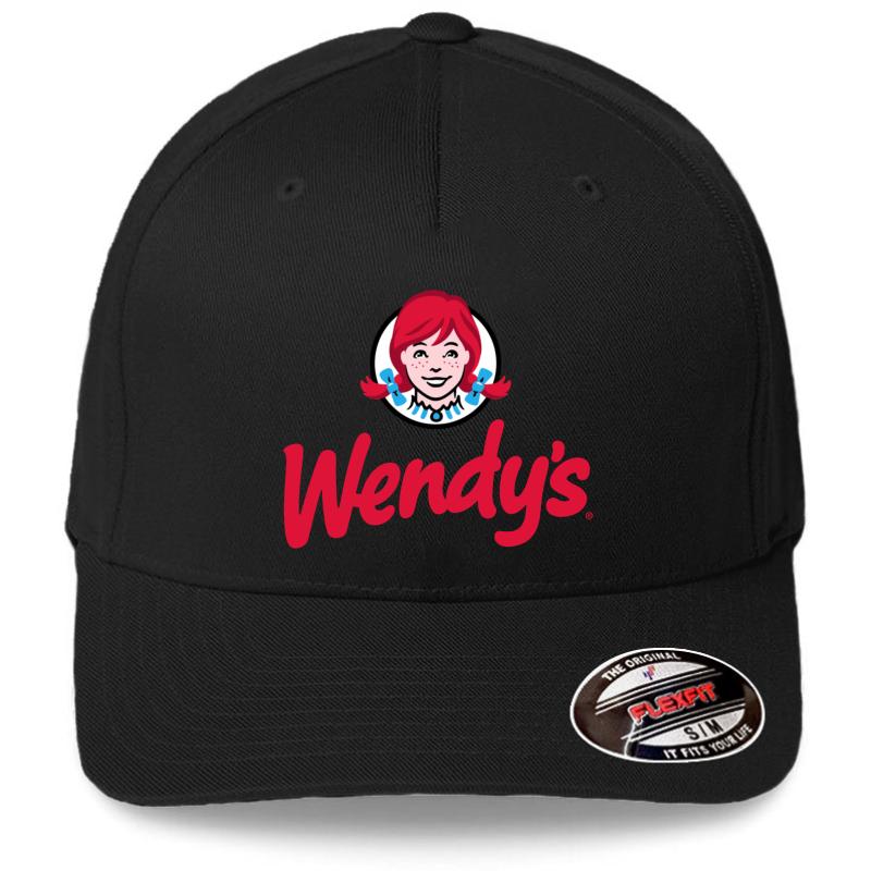 Wendy's Fast Food Restaurant Logo Flexfit Baseball Cap  Black