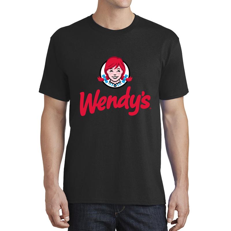 Wendy's Fast Food Restaurant Logo Unisex T-Shirt Men Black