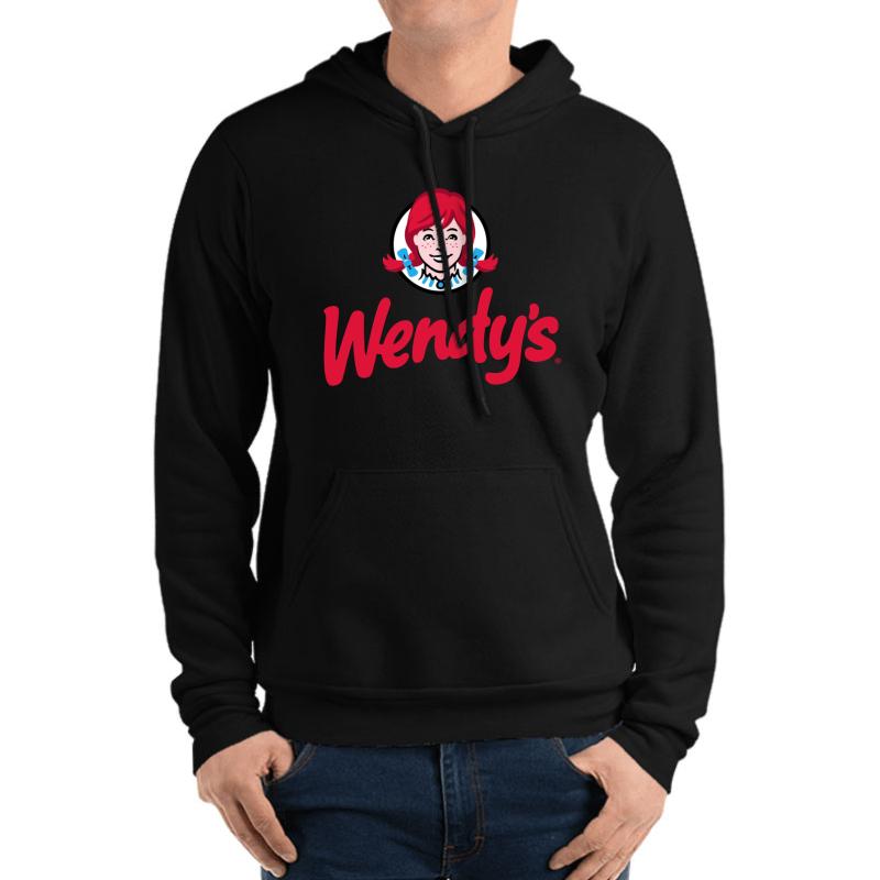 Wendy's Fast Food Restaurant Logo Unisex Hooded Sweatshirt Men Black