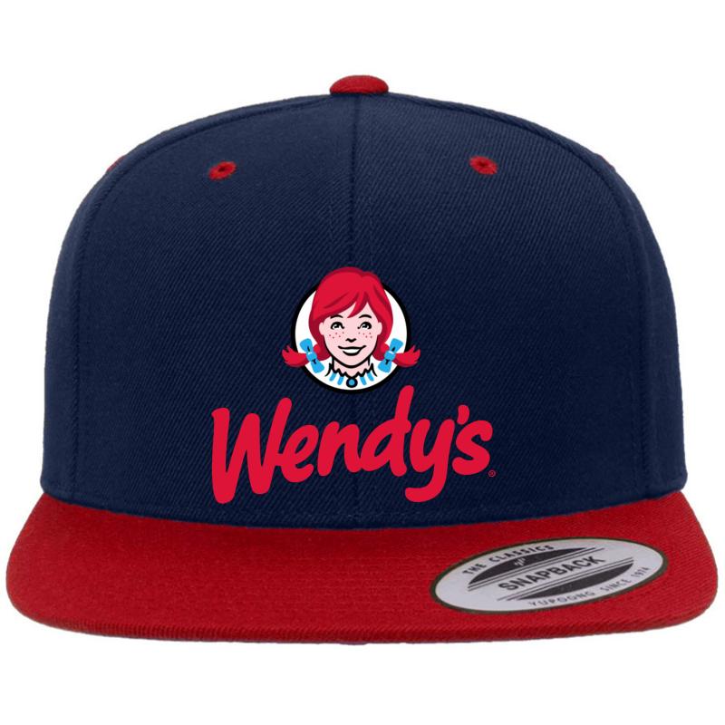 Wendy's Fast Food Restaurant Logo Premium Flat Bill Snapback Cap  Navy