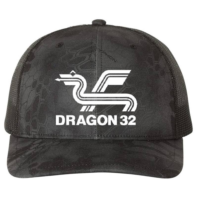 Dragon 32. White logo Premium Flat Bill Snapback Caps