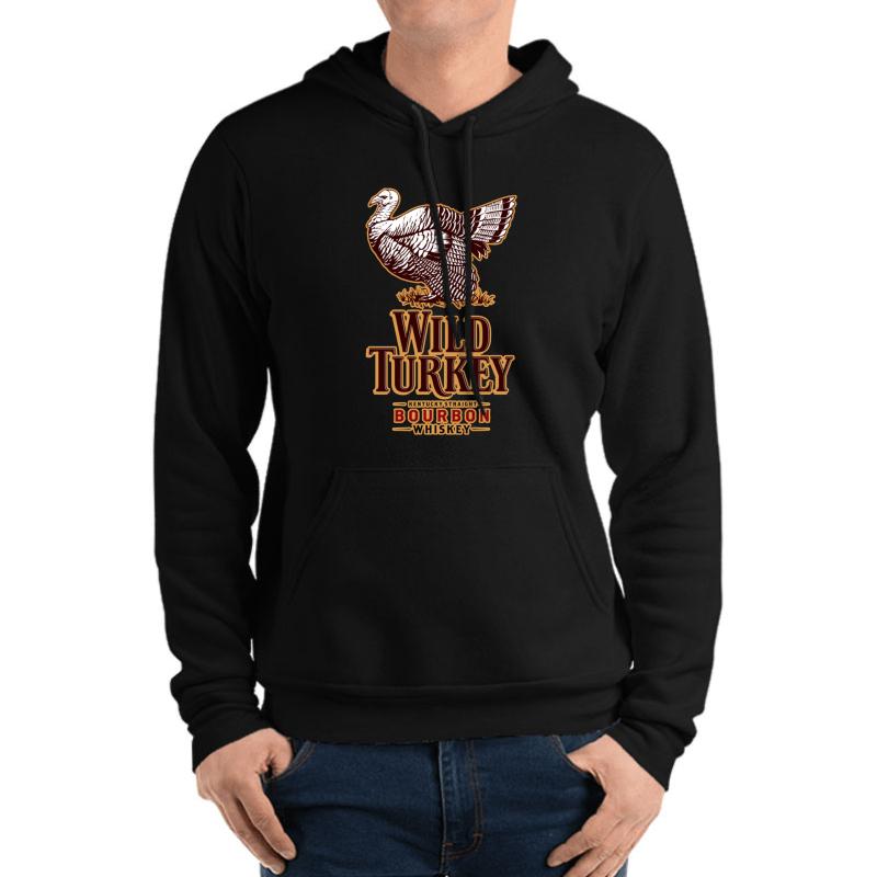 Wild Turkey Unisex Hooded Sweatshirt Men Black