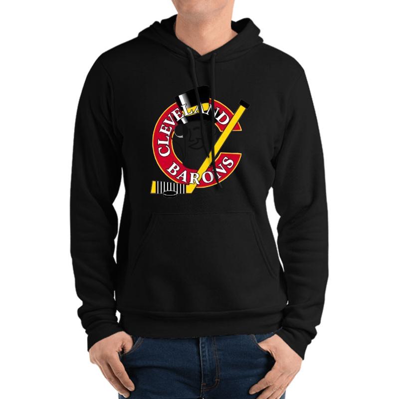 Vintage Cleveland Hockey - Retro Barons Unisex Hooded Sweatshirt Men Black