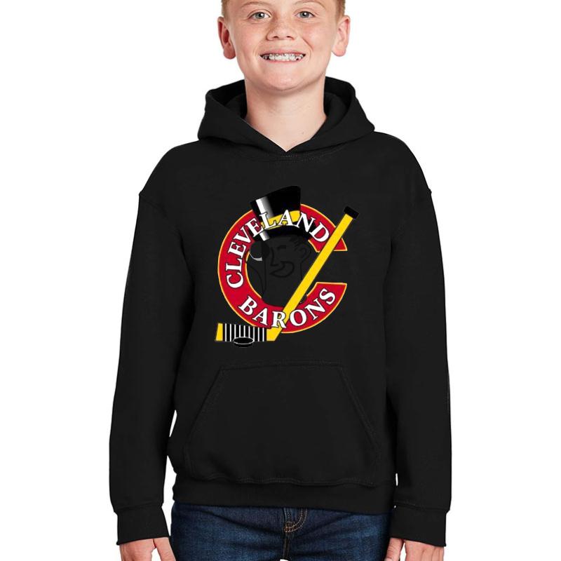 Vintage Cleveland Hockey - Retro Barons Youth Hooded Sweatshirt Boy Black