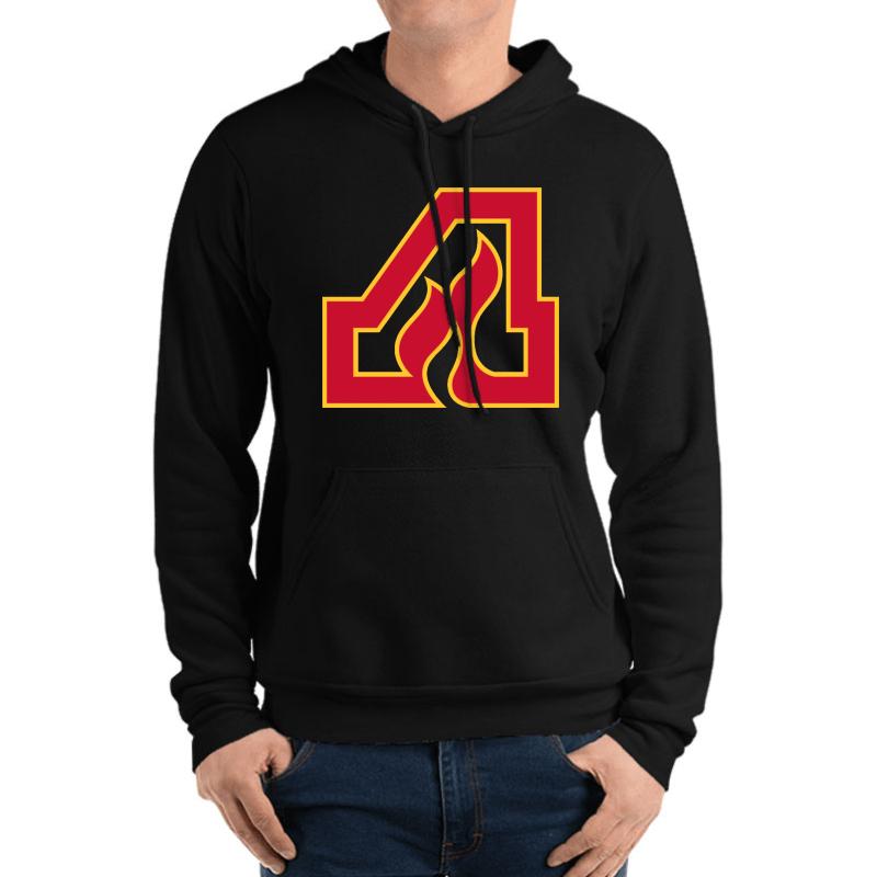 Vintage Atlanta Hockey - Retro Flames Unisex Hooded Sweatshirt Men Black