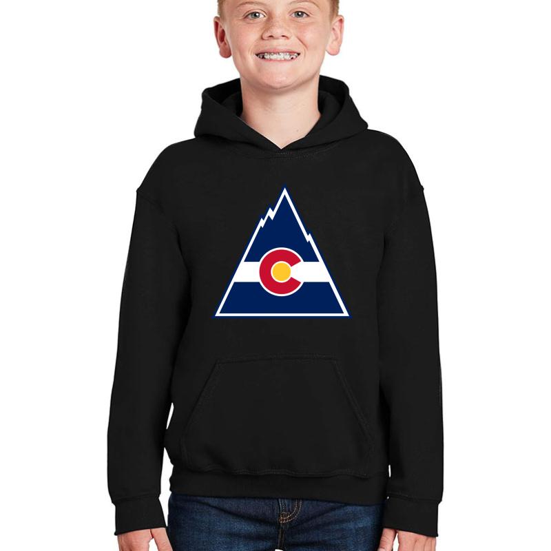 Vintage Colorado Hockey - Retro Rockies Youth Hooded Sweatshirt Boy Black