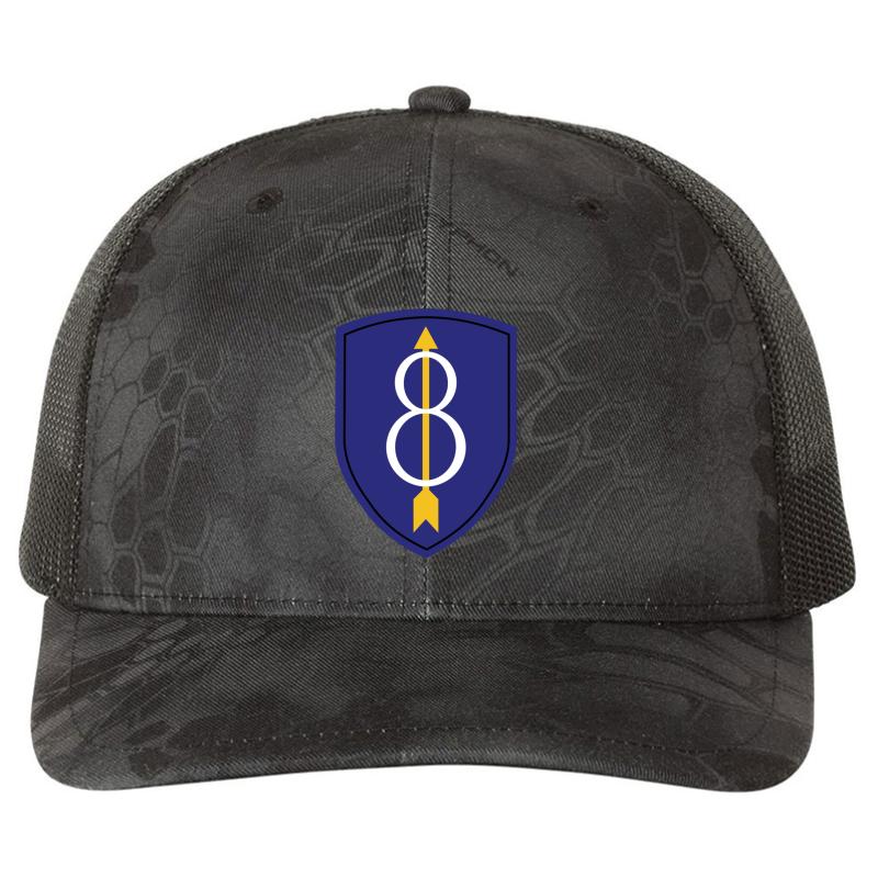 8Th Infantry Division United States - Historical  Richardson Premium Trucker Snapback Cap  Kryptek Typhon Black