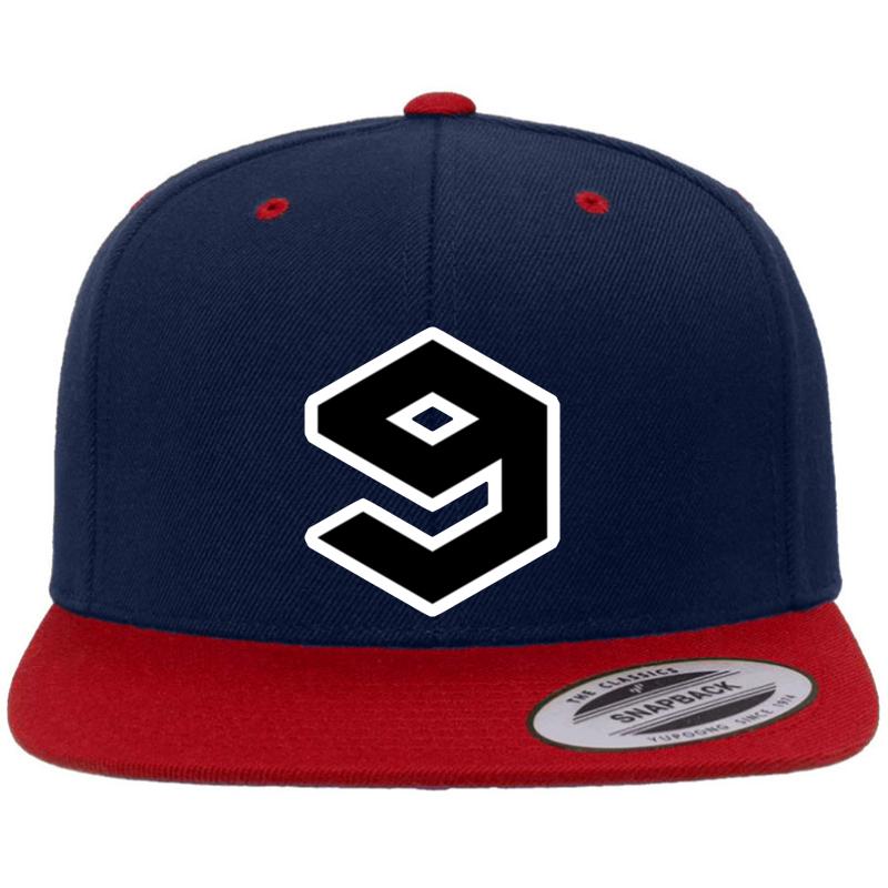 9Gag Logo With White Borders Premium Flat Bill Snapback Cap  Navy