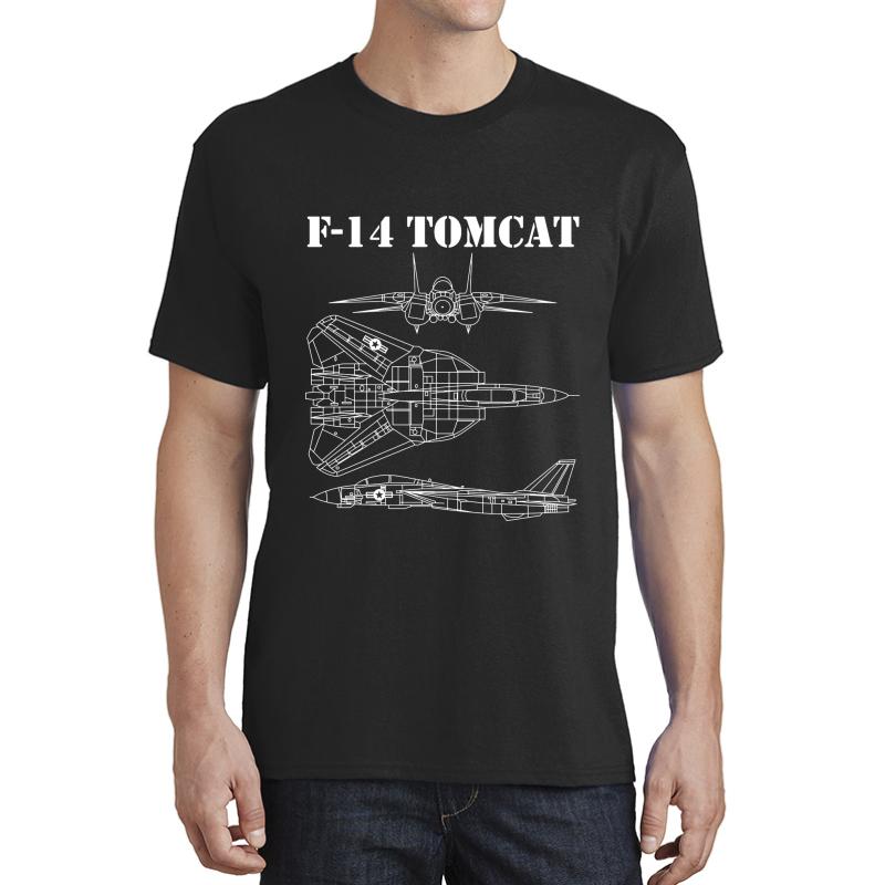 Vintage White F14 Tomcat Airplane Schematic F-14 Jet Shirt Gear Unisex T-Shirt Men Black