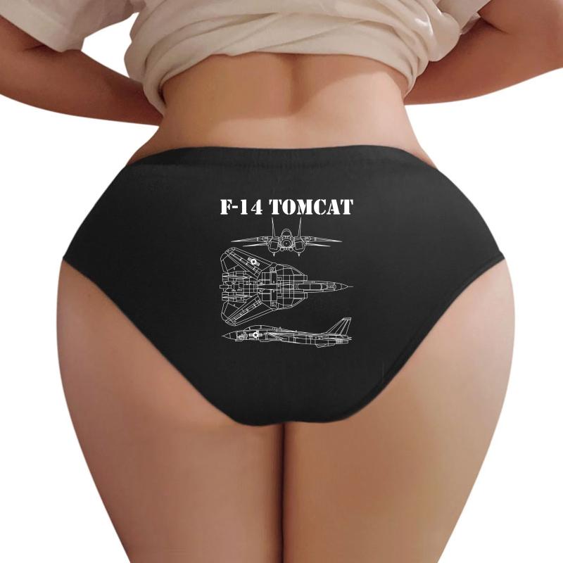 Vintage White F14 Tomcat Airplane Schematic F-14 Jet Shirt Gear Women Underwear Panties Women Black