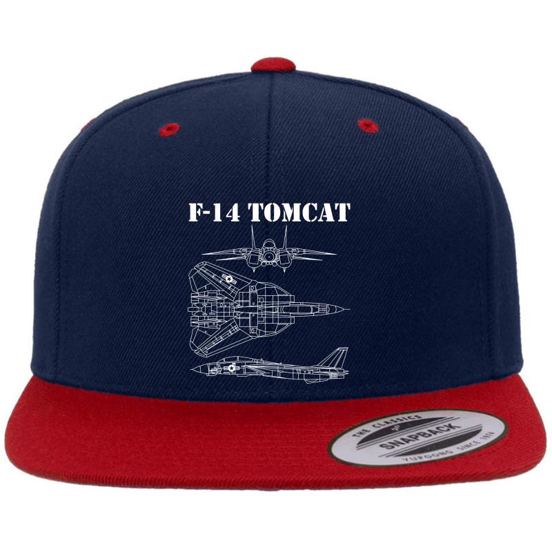 Vintage White F14 Tomcat Airplane Schematic F-14 Jet Shirt Gear Premium Flat Bill Snapback Cap  Navy